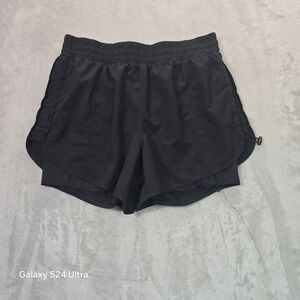 Avia Womens Black 2-in-1 Running Shorts Layered Athletic Gym Size L 12-14